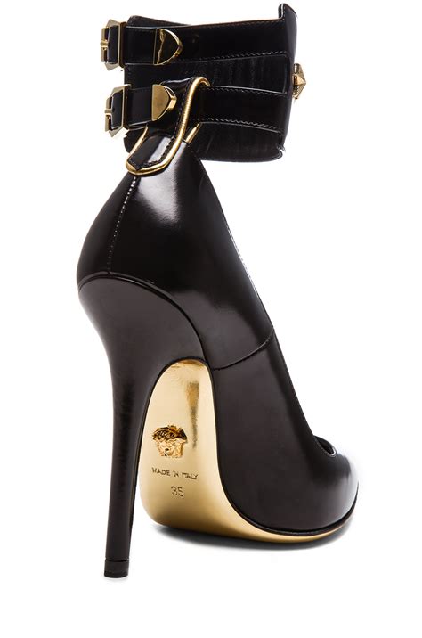 versace leather prices|Versace leather platform strappy pumps.